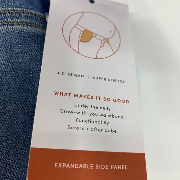 Isabel Maternity Shorts Under Belly Midi Blue Jean Denim Stretch - Picture 4 of 12